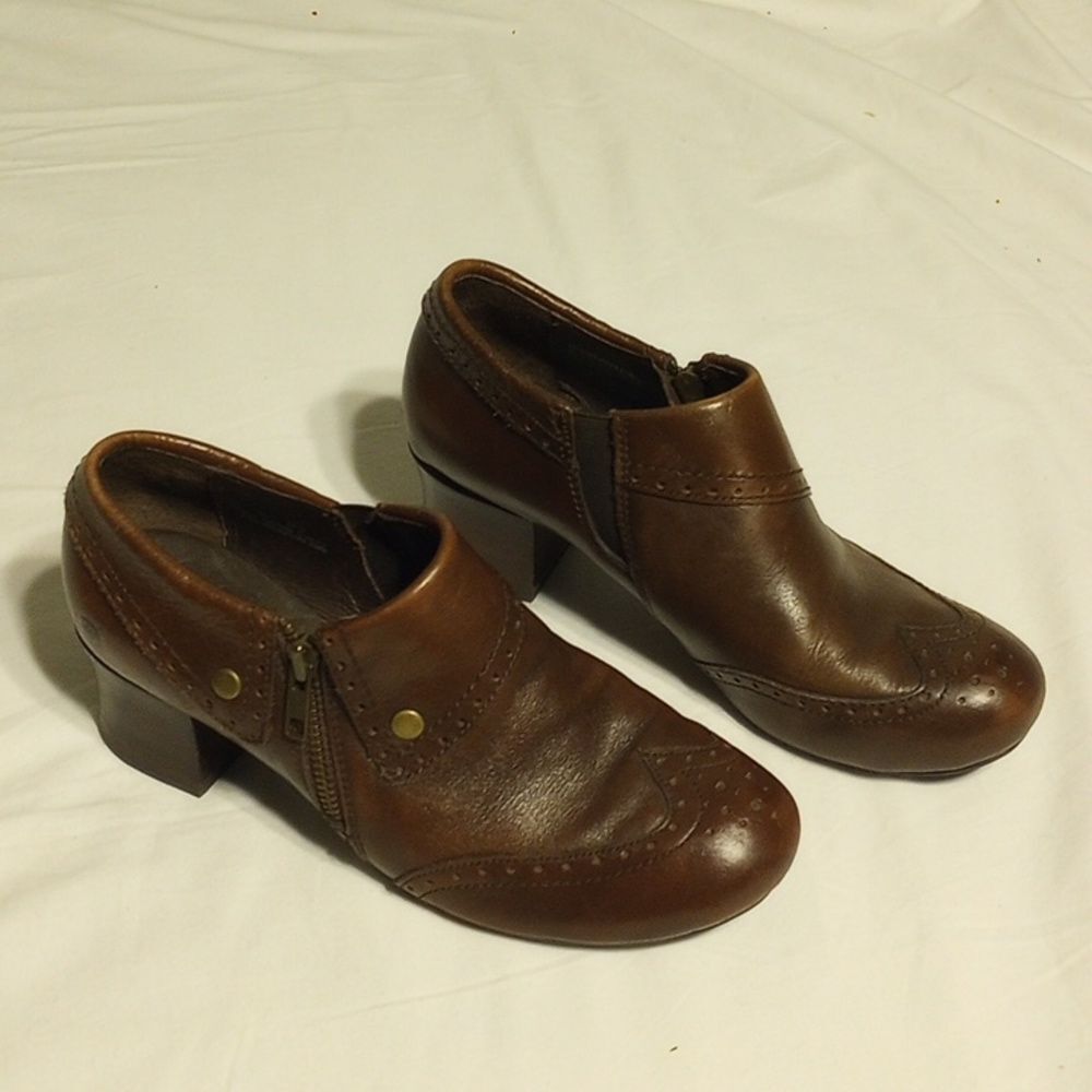 Brown Leather Born Heeled Clogs